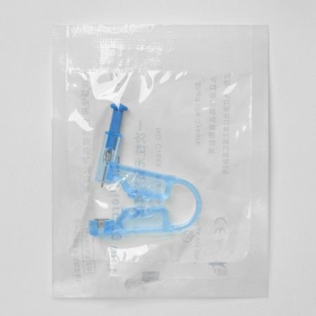 Disposable pistol for piercing, earring included "classics", white color in silver