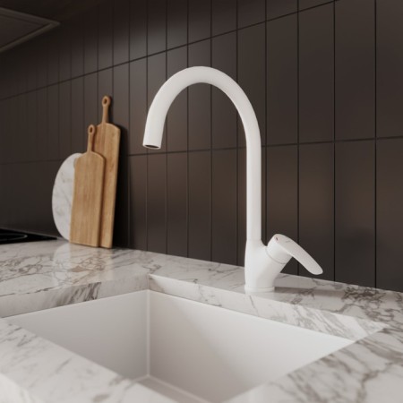 MILARDO RORA RORWT0JM05 kitchen mixer, 222 mm pour, white matte-1
