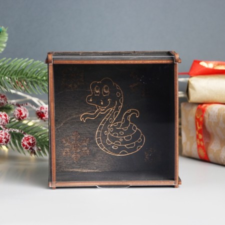 New Year's box "Snake in snowflakes" 6x12x12 cm-1