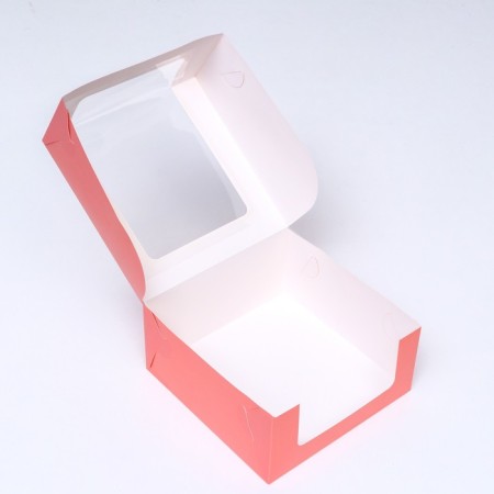 Confectionery packaging with a window, pink, 21 x 21 x 10 cm-3