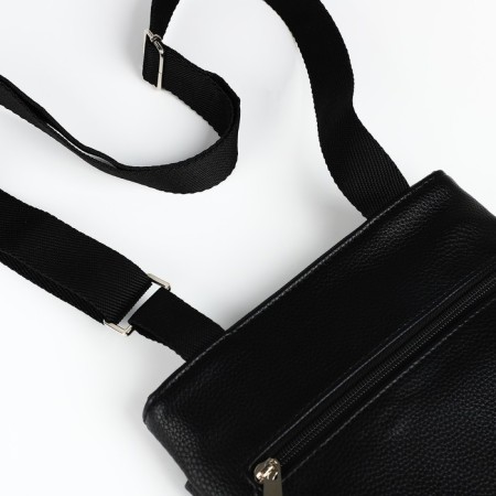 Male bag over the shoulder, Textura, artificial leather, black color-5