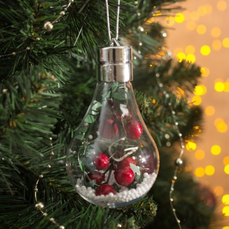 Christmas ball "Berries", batteries, 5 LED, white glow-1
