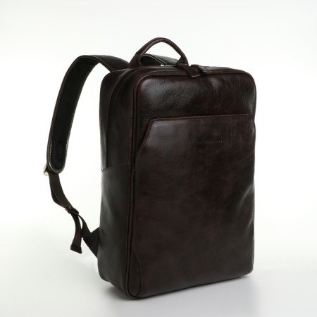 City backpack made of genuine leather with lightning, igermann, brown color