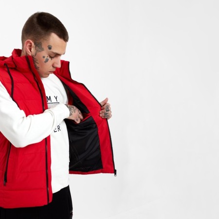 Warm vest of men's, red color, size 46-3
