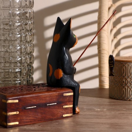 Interior souvenir "Cat Fisherman" Black 20 cm-2