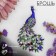 Brooch "Luxurious peacock" color in silver
