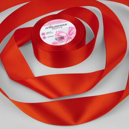 Satin tape, 40 mm × 23 ± 1 m, red color