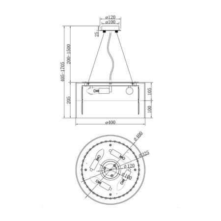Suspension lamp Maytoni Mod313PL-04G, E14, 4x20 W, 400X400X1705 mm, gold-8