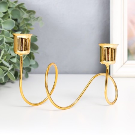 Summary Metal for 2 candles "Unity" d-2-2.3 cm gold 15x7x10 cm-1