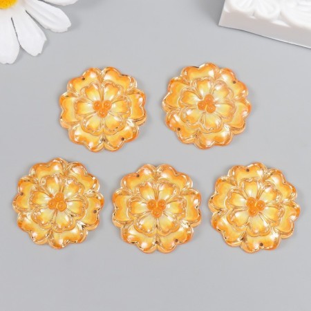 Decor for creativity plastic "Lace Flower" Orange 3.2x3.3 cm-2
