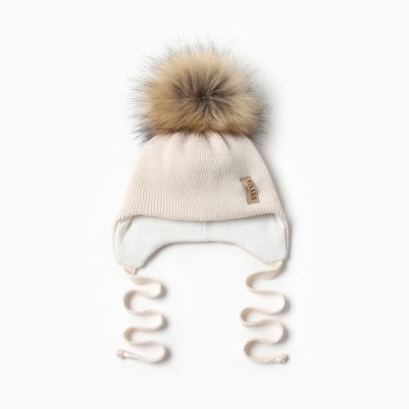 Children's cap with insulation, rr 42-44, milk color