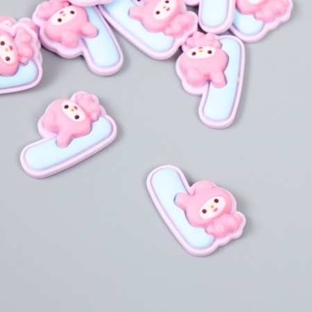 Decor for creativity "Number 1 with an animal" set 10 pcs 2.4x1.6 cm