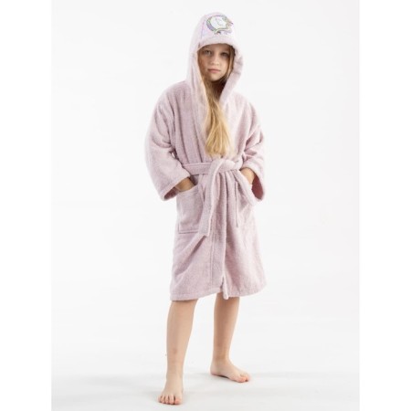 Terry robe for a girl, height 110-116 cm, lilac color