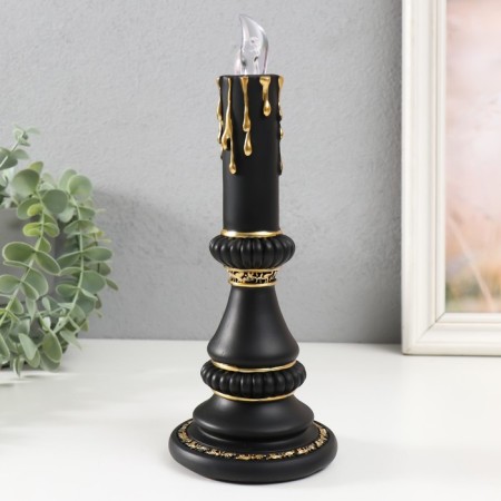 Souvenir Polystone Light "Candle" 2xlr44 black with gold 10x10x24.5 cm-3