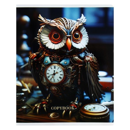 Notebook of 48 sheets in a cage on a clip "Steampank", cover coated cardboard, glossy lamination, mix-6
