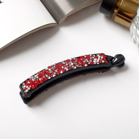 Banana for hair "Emma" 9.5 cm, silver-red
