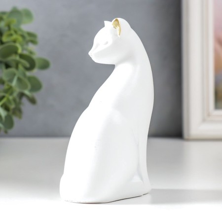 Polystone souvenir "White cat with golden ears" 4x6.5x10.7 cm-2