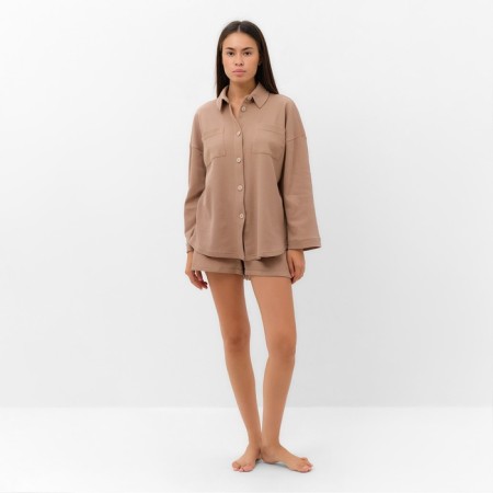 Комплект женский (рубашка, шорты) KAFTAN Basic line, р. 46, кофейный-1