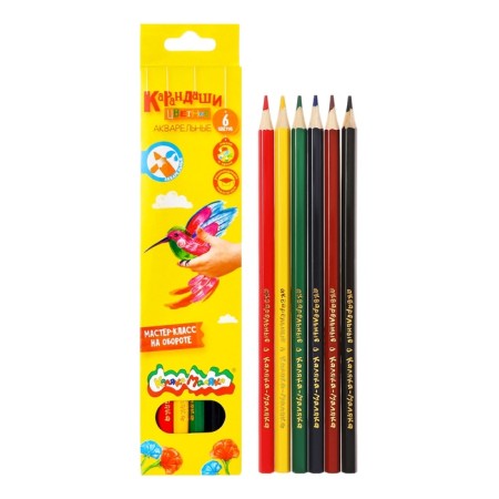 Pencils Watercolor 6 colors "Kalyaka-Malyak", hexagonal