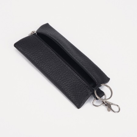 Key of zipper, length 13 cm, metal ring, black color-1
