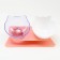 Plastic bowls on a pink stand are 27.5 x 14 x 15 cm transparent/white