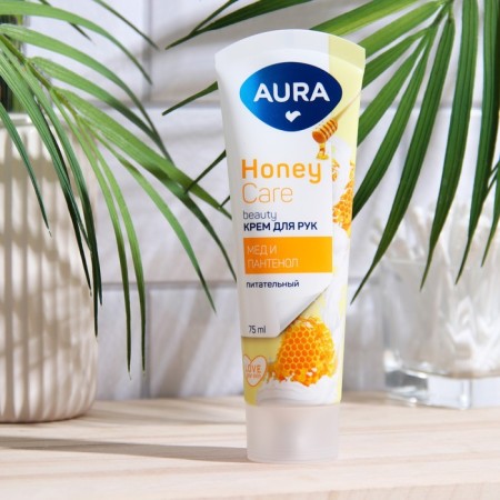 Hand cream Aura Beauty “Nutrition” with D-panthenol and honey extract, 75 ml