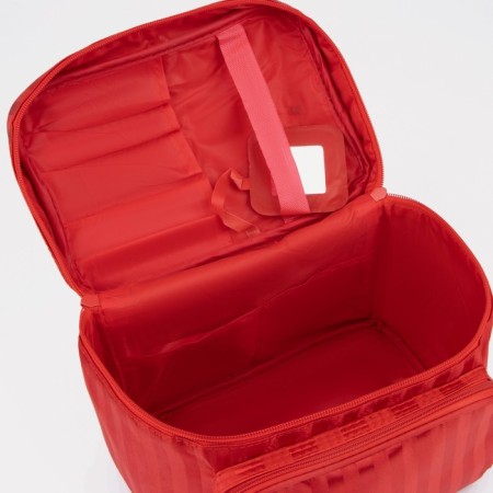 A cosmetic bag with a zipper, with a mirror, the color is red-2