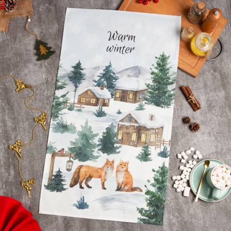 New Year. Ethel towel "Forest Animals" 40x73 cm, 100%HL, sarzha 190 g/m2