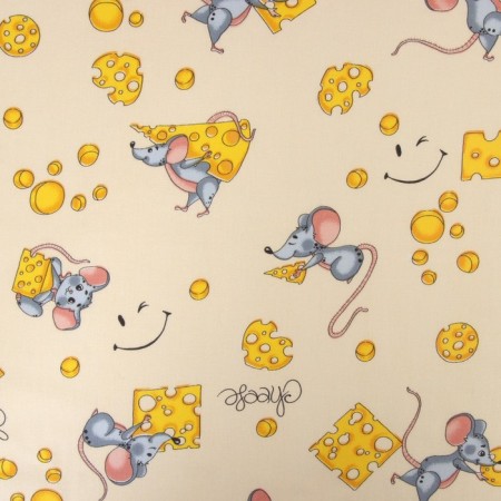 KPB Forest mice Beige 110x150cm, 90x150cm, 40x60cm, calico 120g/m, HL100%-1