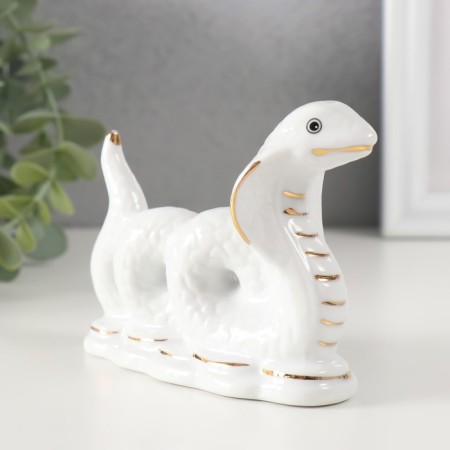 Souvenir Ceramics "Cobra Creeping" white with gold 4x11.3x8.5 cm-1