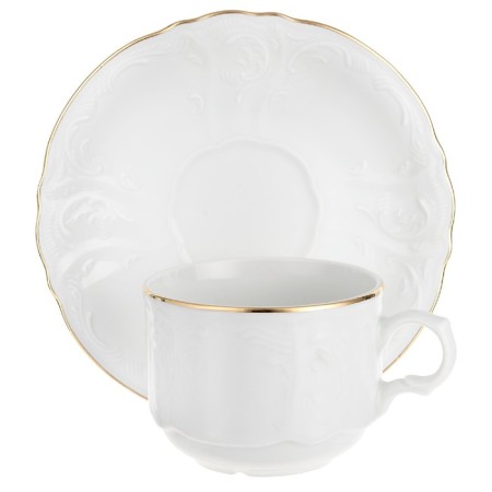 Cup 240 ml with a saucer of 150 mm low bernadotte, decor "Golden Gold"-1