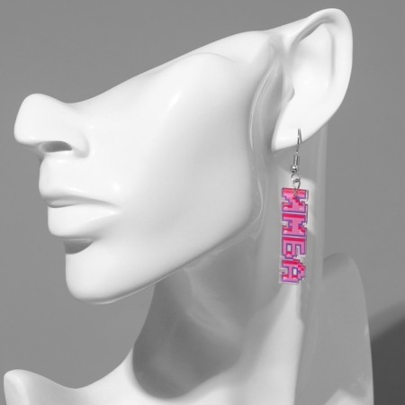 Acryl Earrings "IMBA", color pink-violet-3