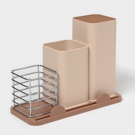 Stand for knives and cutlery of the share "Tenderness", plastic, beige-5