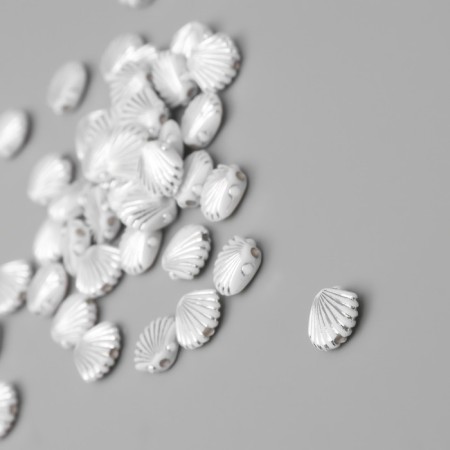 Beads for creativity plastic "shell" white-silver set 20 g 1x1x0.4 cm
