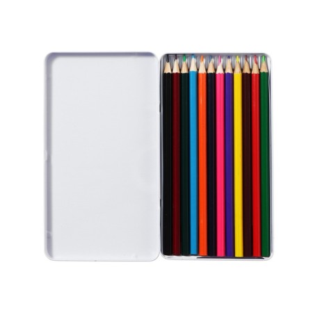 Pencils are colored, in a metal pencil case, 12 colors, sharpened-2
