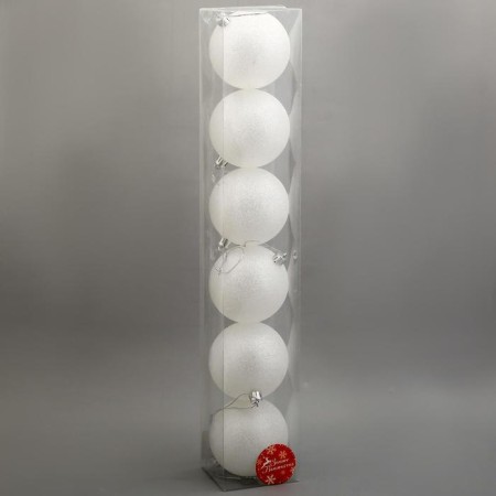Set of balls plastic D-8 cm, 6 pcs "Shiny haze" white-1