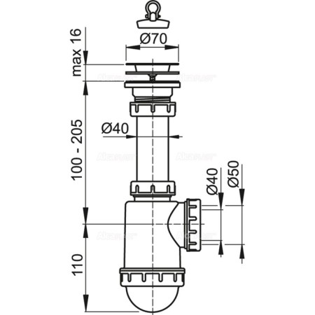 ALCAPLAST A441-DN50/40 washing Ciphon, with stainless steel grille dn = 70 mm-1