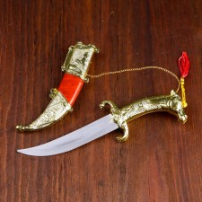 Suv. product knife, scabbard silver with red, blade 22 cm