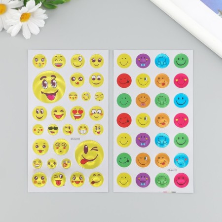 Smiley plastic sticker mix 9.5x17.5 cm