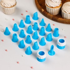 Set of pastry nozzles, D = 2.5 cm, 21 pcs, adapter 3 cm, color mix