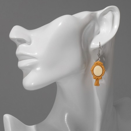 Earrings Assorted "Joy" mirror, beige color in silver-3