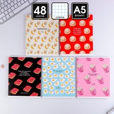A notebook in a cage, 48 sheets of A5 on the mixing mix “September 1: Pattern”, the cover coated cardboard 230 gr., Block No. 1, 80 gr., Whiteness 96%