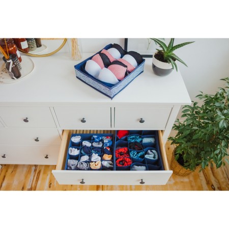 Organizer for storing linen of the Dolyan "Wave", 7 departments, 34 × 30 × 8 cm, blue color-6