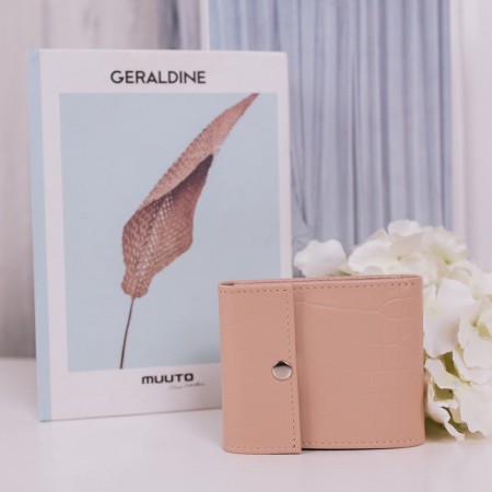 Women's wallet on the button, beige color-6