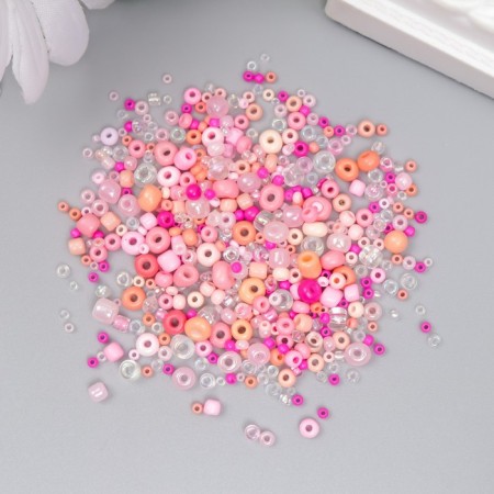 Glass beads 6/0-15/0 "Assorted Pink" d = 1.5-4 mm, nr 10gr