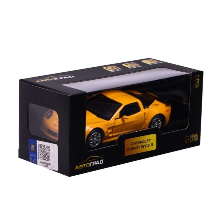 Metal Metal Chevrolet Corvette C6-R, 1:32, doors, inertia, yellow color open-4