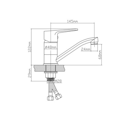 BouOU B8282-14A kitchen mixer, pour 145 mm, 40 mm cartridge, brass, chrome-4