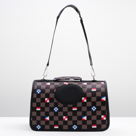Animal brush bag "Vichy", size S, 37 x 20x 24 cm, brown-1