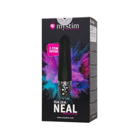 Vibrator Mystim Real Deal Neal with electrical stimulation, 16.5 cm, silicone, black color-11