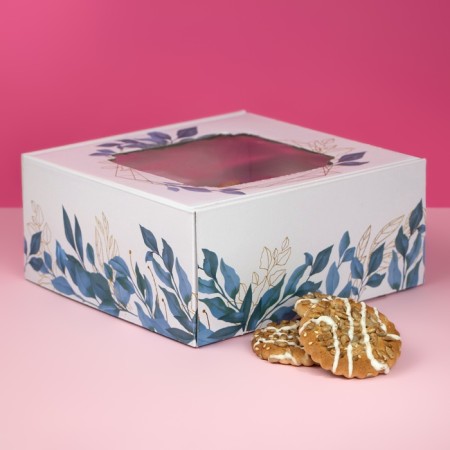 Self -charged box, with a window, "flow of flowers" 19 x 19 x 9 cm-1